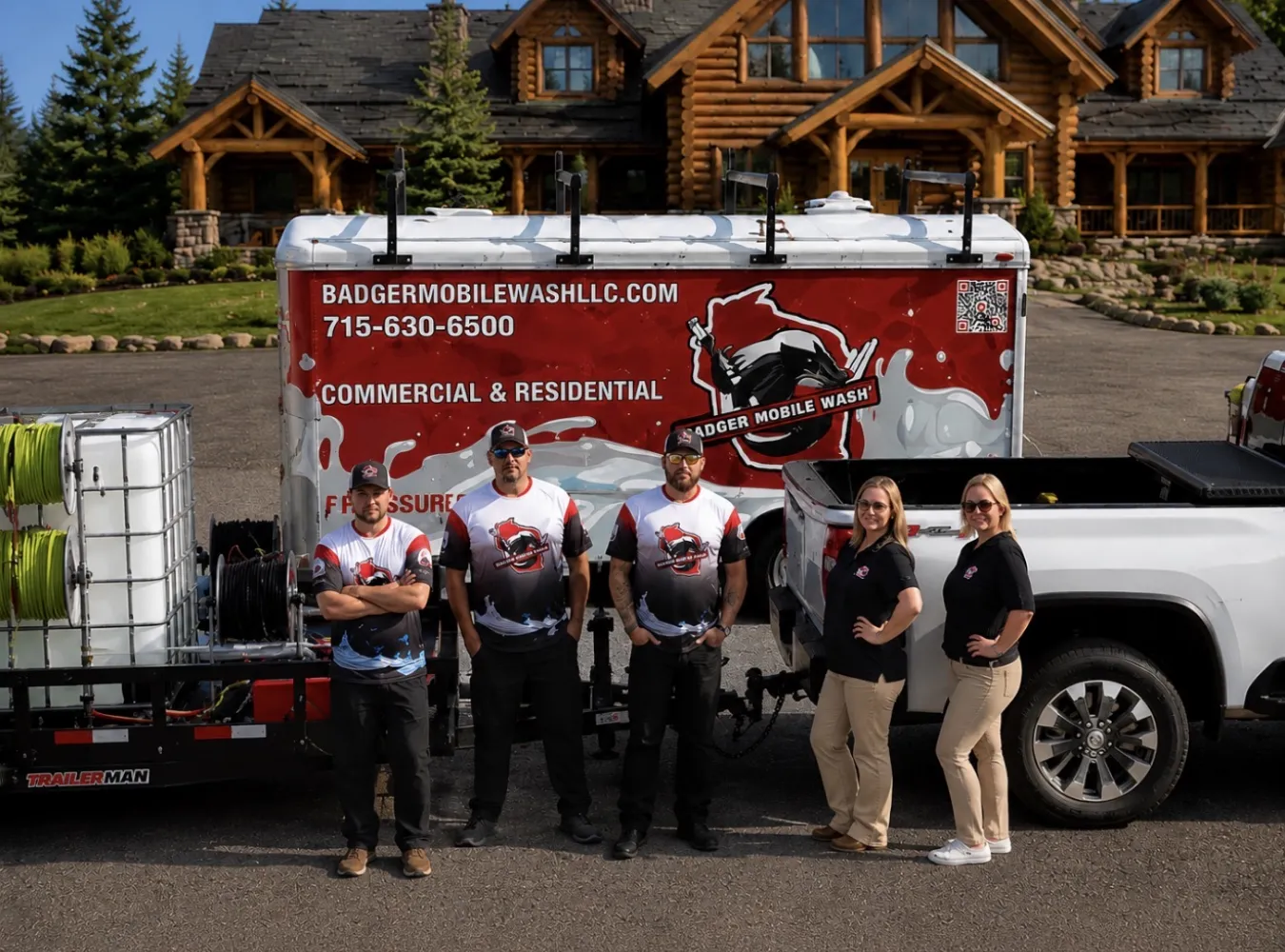 Badger Mobile Wash family-owned Wisconsin pressure washing team with mobile wash truck and trailer