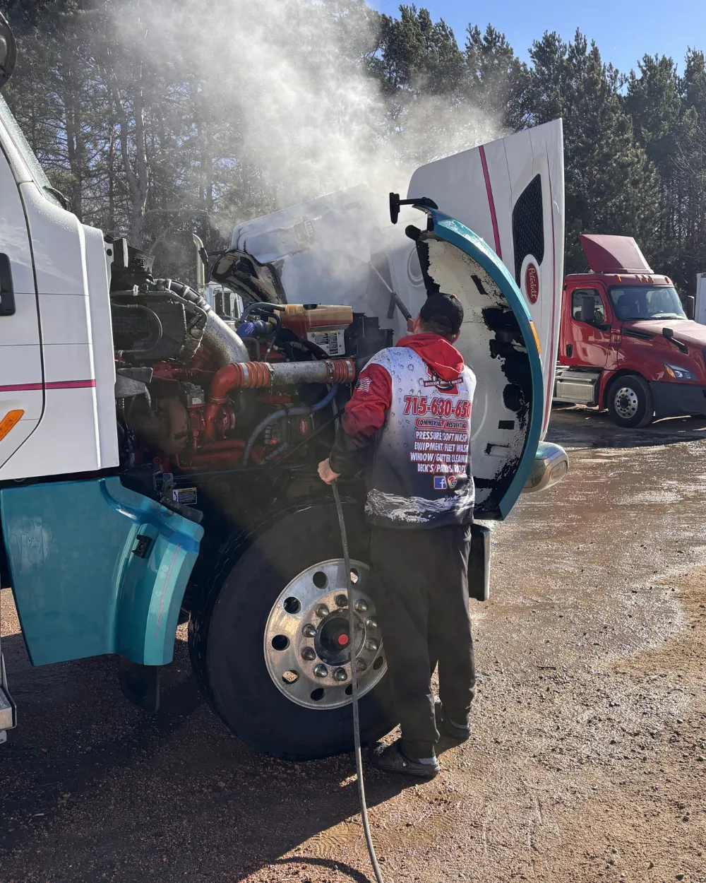 Underhood truck cleaning at Badger State Truck Wash