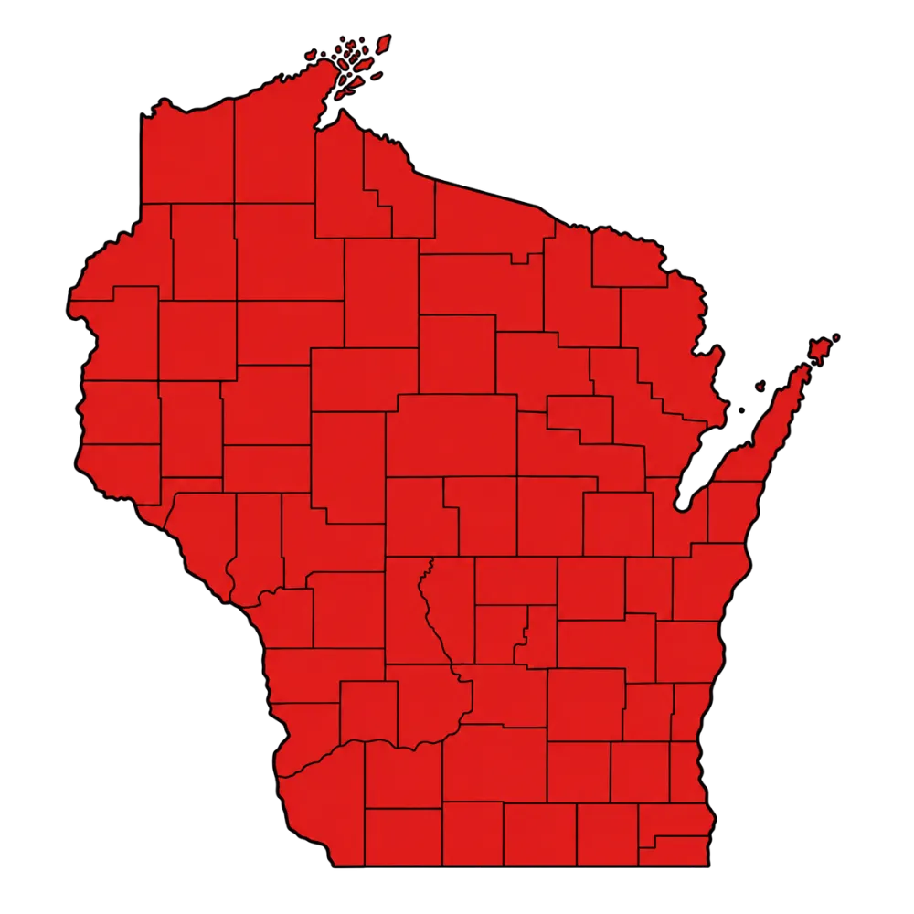Badger Mobile Wash commercial coverage map for Wisconsin